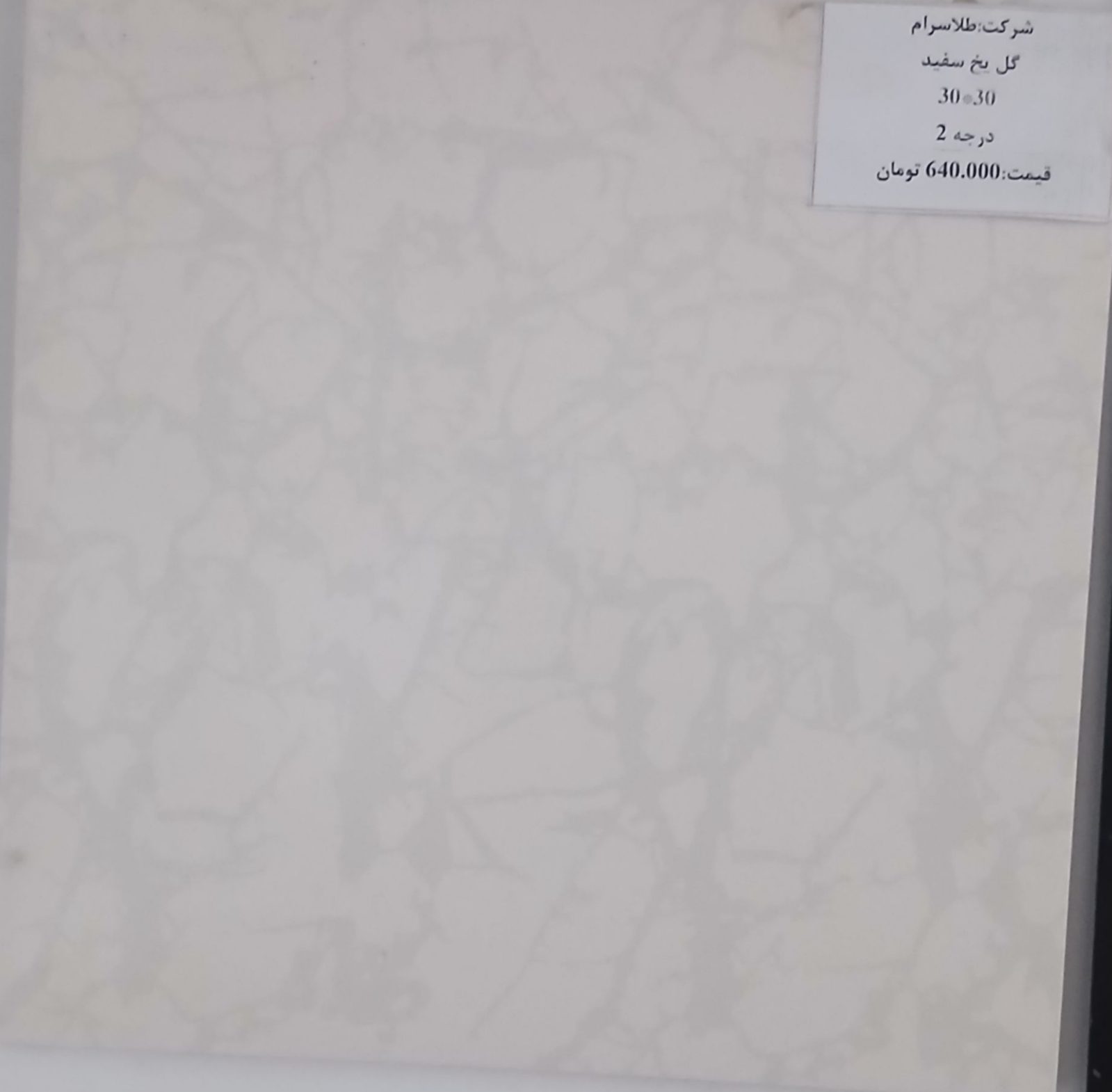 سرامیک گل یخ سفید - ابعاد 30*30 - درجه 2